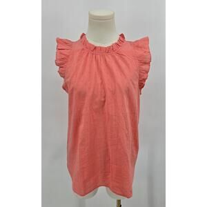 Loft Cotton Textured Dot Flutter Sleeve Blouse